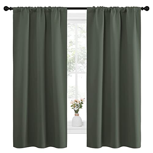 NICETOWN Blackout Curtains for Kids Room, 34x63 Inch, Dark Mallard