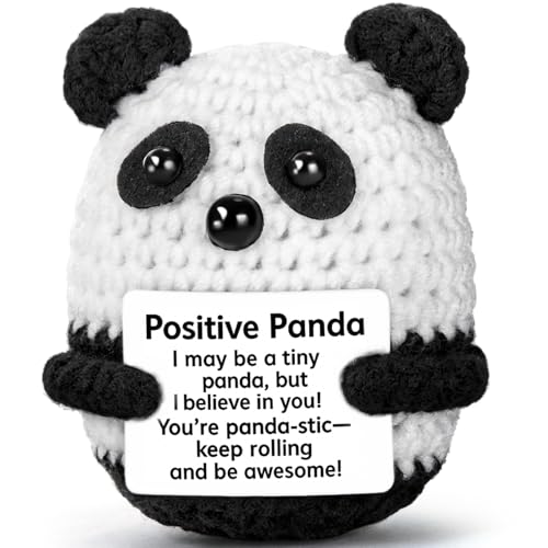 Black Positive Crochet Panda Plush Toy - Handmade Emotional Support Gift for Women & Men
