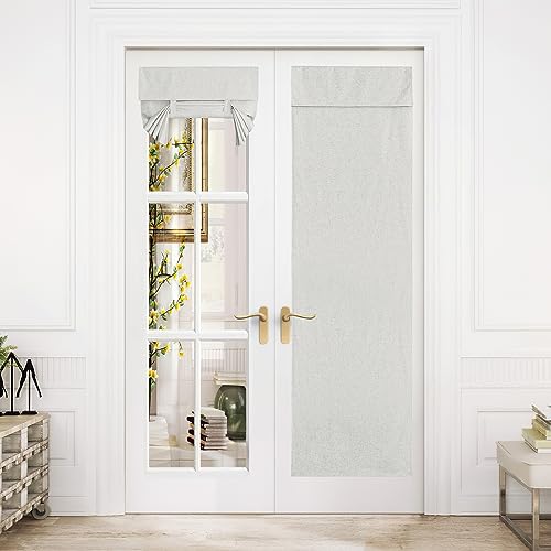NICETOWN 100% Blackout French Door Curtain 26"W x 72"L - Ivory White