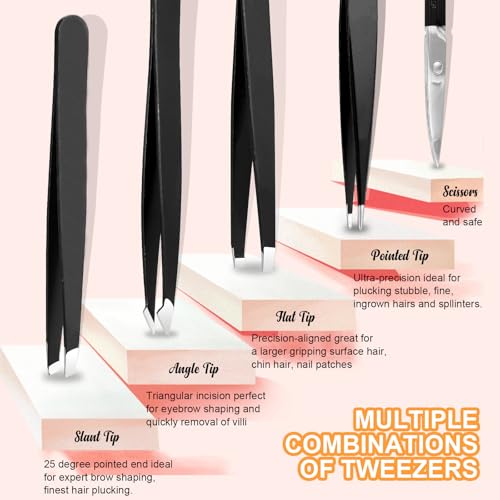 Yougai 9-Piece Stainless Steel Tweezers and Nail Clippers Grooming Kit