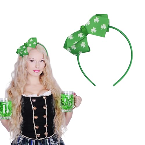 ZEYER St Patrick's Day Shamrock Headband Green Clover Bow for Women and Girls