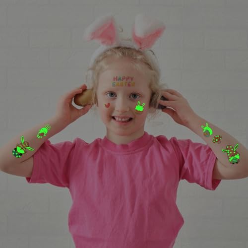 Glow in the Dark Easter Temporary Tattoos Party Favors 60 Pcs