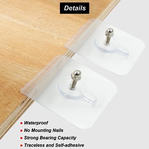 12-Pack Adhesive Screw Hooks - Heavy Duty Waterproof Wall Hooks for Kitchen