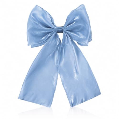 Large Blue Hair Bow Clip with Long Tails for Women and Girls