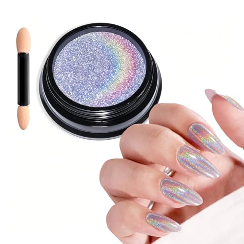 BISHENGYF Magic Chrome Nail Powder - Iridescent Mirror & Holographic Laser Effect