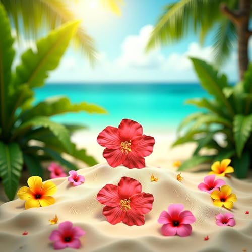 Red Hawaiian Flower Hair Clips 2Pcs Bohemian Hair Accessories