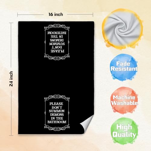 Please Do Not Summon Demons Hand Towel - Goth Witchy Bathroom Decor 16x24