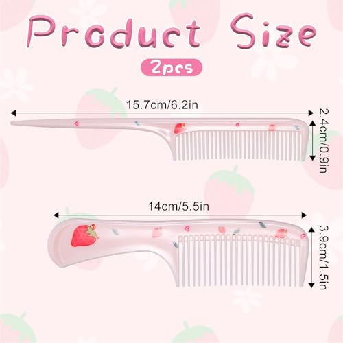 Larrel Toddler Hair Comb Set 2-Piece Pink Strawberry Anti-Static