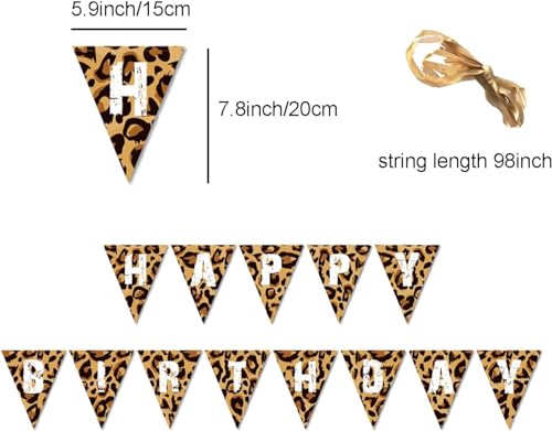 Leopard Print Happy Birthday Banner - Jungle Safari Theme Decor
