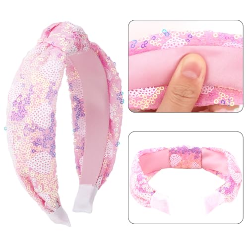 Moikolok Sequin Knotted Headbands 3-Pack Sparkly Hair Accessories