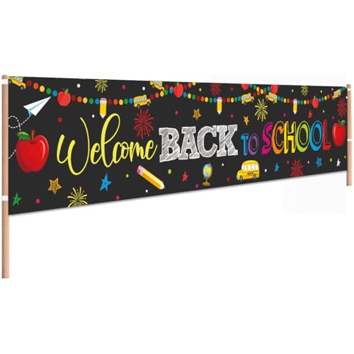 Welcome Back to School Banner Backdrop - 1.6x8.2ft Vinyl Party Decoration