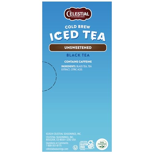 Celestial Seasonings Unsweetened Black Tea Cold Brew Tea Bags 18 Count