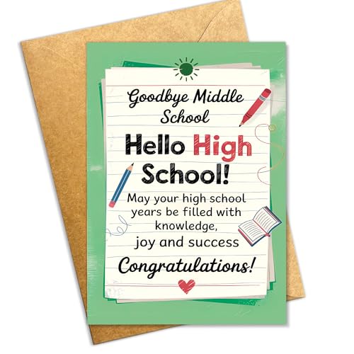 Middle School Graduation Congrats Card with Envelope - 8x5.3in