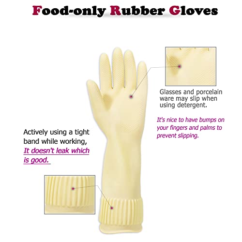 Mamison Reusable Natural Rubber Kitchen Gloves - Non-Slip, Medium, 2 Pairs