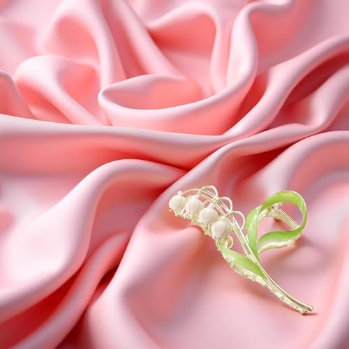 Pink Gold Lily of the Valley Large Metal Claw Clip Hair Accessory
