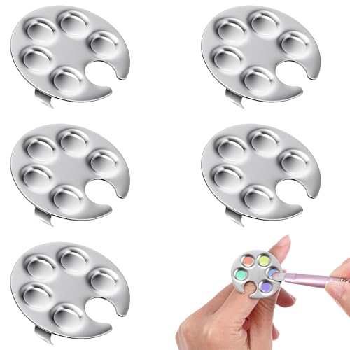 5-Pack Stainless Steel Nail Art Palette Ring Set for Polish Mixing