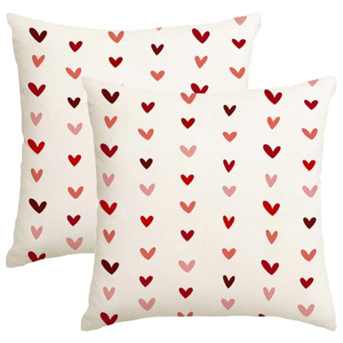 RABUSOFA Beige Valentine's Day Pillow Covers 18x18 Inch Set of 2