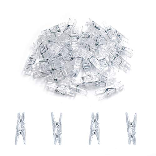 Small 128 Pcs Clear Plastic Photo Clips for Hanging, Craft & Decoration - Transparent Clips