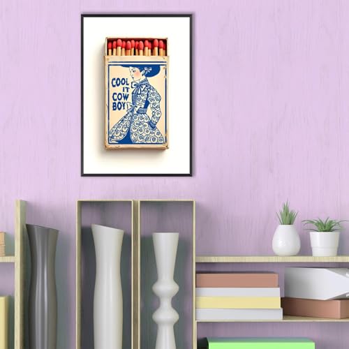 Vintage Chinoiserie Indigo Matchbox Canvas Wall Art 8x12in