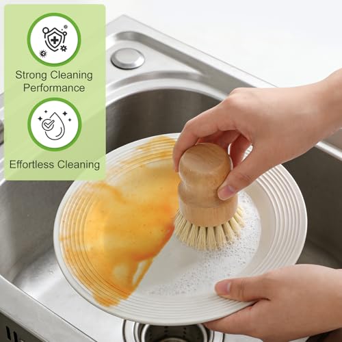 Eco-Friendly Bamboo Dish Brush Set | Natural Wooden Scrubber with Sisal Bristles