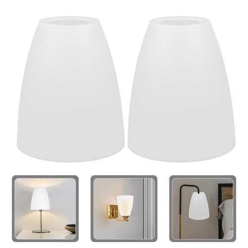 Generic Plastic Lampshade Set of 3 White Lamp Shade Covers with Flat Mouth Design for Table and Floor Lamps Easy Installation and Durable Light Covers for Living Room and Bedroom