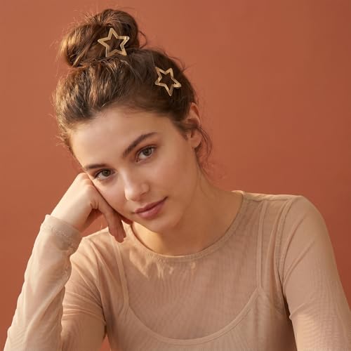 Azefnuhk Gold Star Hair Clips 30-Piece Metal Snap Barrettes for Women Y2K