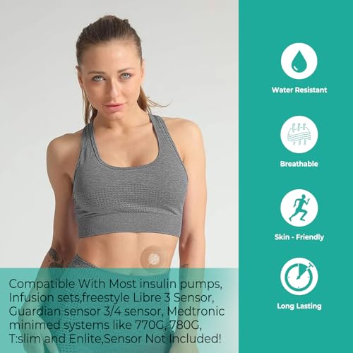 20 Pack Universal Adhesive Patches for CGM and Insulin Pumps, 0.8-Inch Hole, Waterproof & Breathable Patches, Pre-Cut Adhesive Tape, CGM Protection,Long Last Sensor Patches,Skin-Friendly Patches,Beige