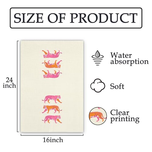 Pink Tiger Decor Hand Towels - Trendy Preppy Kitchen Towels (Color-2, 16x24 Inch)