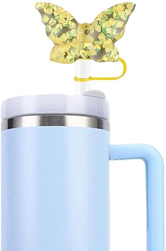 Butterfly Straw Cover Cap for 10mm Tumbler Cups - Cute Silicone Dust-Proof Lid