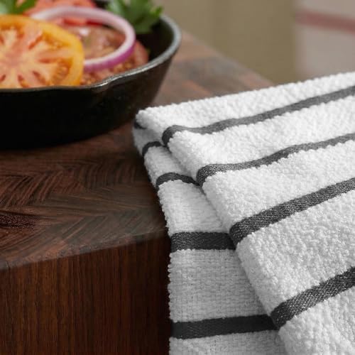 DecorRack 100% Cotton Kitchen Towels - 16x27 in, Gray Set of 4