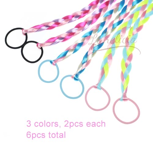 Lunelicia Colorful Hair Extensions 6Pcs 16-Inch for Braids and Festivals