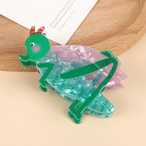 Green Grasshopper Design Hair Claws Non Slip 3" Thinning Clips Cute