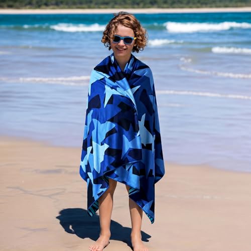 Large Shark Beach Towel for Kids - Quick Dry Terry Cloth, 63"x31"