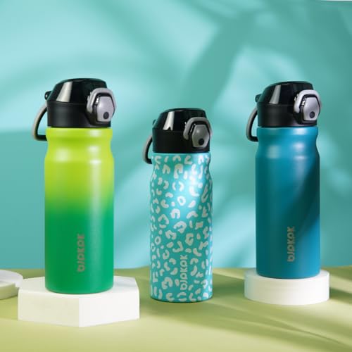 BJPKPK 18 oz Insulated Stainless Steel Water Bottle - Sky Blue Leopard