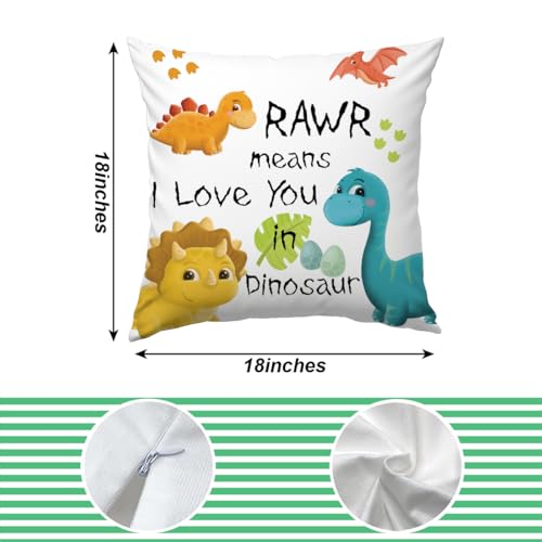 Dinosaur Couple Pillow Cover | 18x18 Flannel Cushion Case