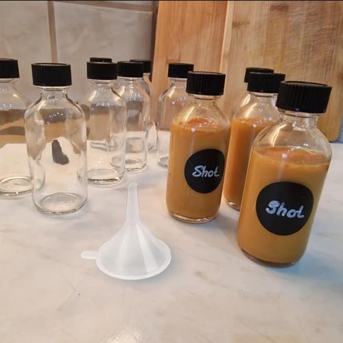 DIDITIME 2oz Glass Ginger Shot Bottles with Leakproof Caps - 6 Pack, Clear