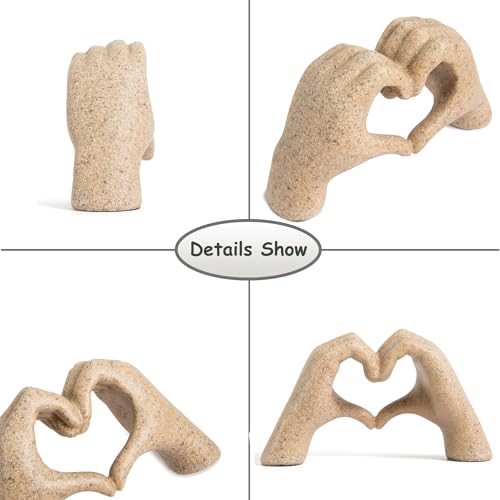 Small Heart Hands Statue - Sandstone Resin Home Decor Accent