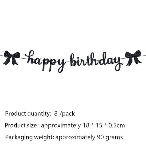 Elegant Black Bow Birthday Banner and Swirls Decorations