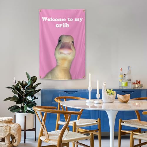 Funny Duck Flag Tapestry 2x3 FT - Durable Wall Decor for Men’s Cave