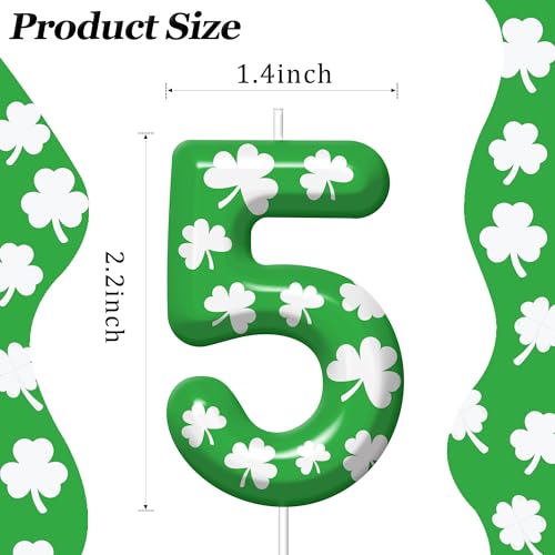 St. Patrick's Day Number 5 Birthday Candle Lucky Shamrock Cake Topper