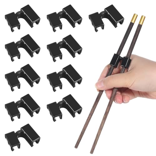 10 Reusable Chopstick Helpers for Easy Learning - Black Training Connectors