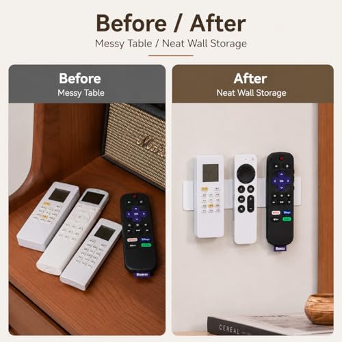 Magnetic Remote Control Holder - Wall Mount 2 Pack, 3-in-1 Kit