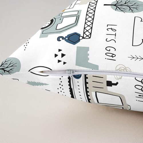 Feelyou Construction Truck Throw Pillow Covers, 22x22 Inch Set of 2