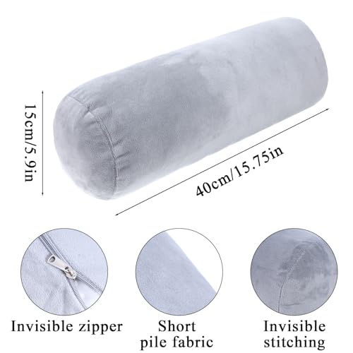 Telooco 2-Pack Round Neck Roll Pillow Covers, 16x6 Inch Soft Bolster Cases