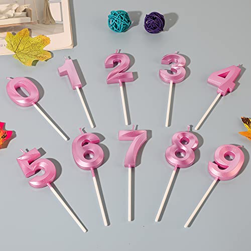 Pink 55th Birthday Cake Candles - Glitter Number Topper Set