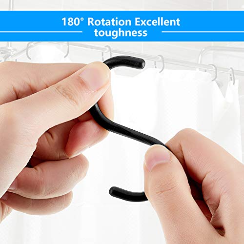 24 Pack Black Shower Curtain Hooks - C Shape Silicone Rings
