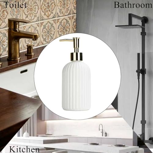14oz Glass Hand Soap Dispenser with Gold Pump for Kitchen & Bathroom