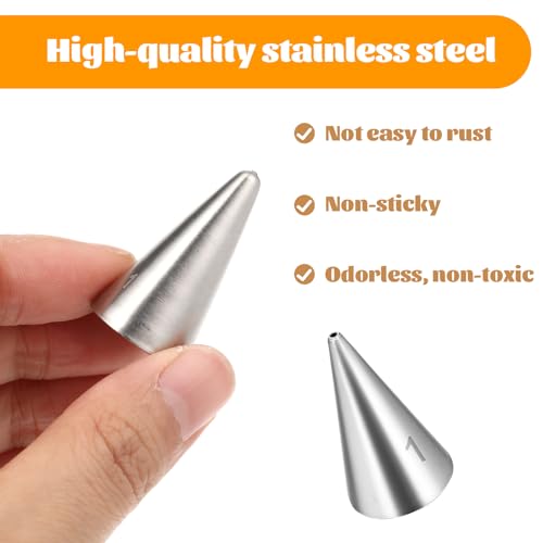 Fyntave 5-Piece Stainless Steel Round Piping Tips Set for Cake Decorating