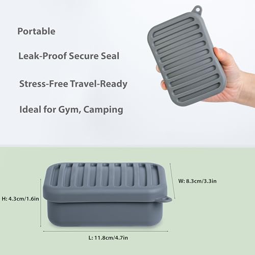 MtBoi Leakproof Silicone Travel Soap Case with Drainage - Deep-Gray