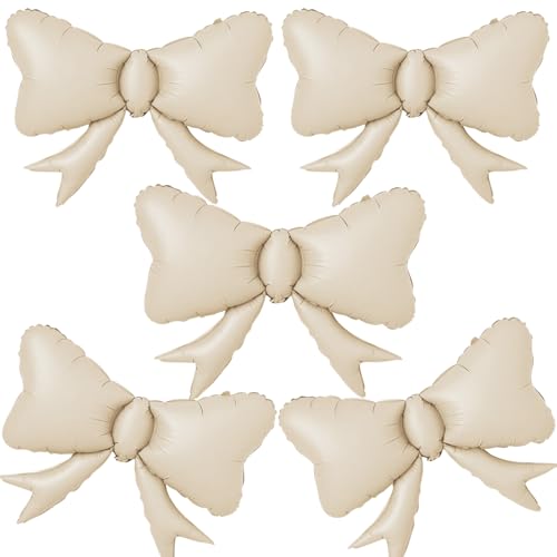 5pcs Ivory Bow Foil Balloons for Boho Party Decorations